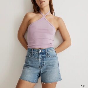 NWT New Madewell Supima rib halter tank top lilac purple M L